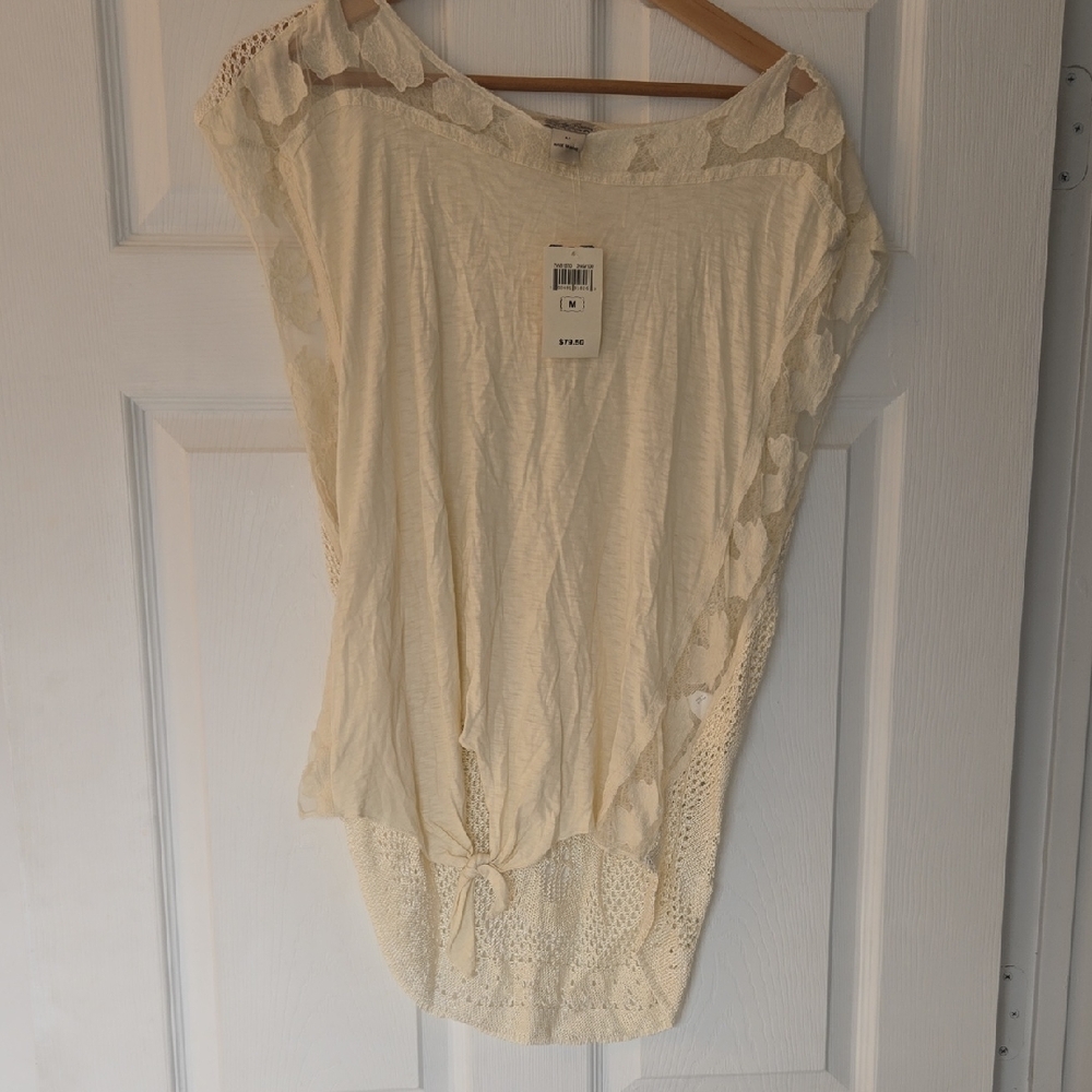 NWT Free People Cream Lace Women's Blouse Size M